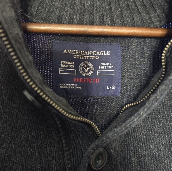 American Eagle Outfitters men's sweater grey Large Athletic fit - Picture 3 of 5